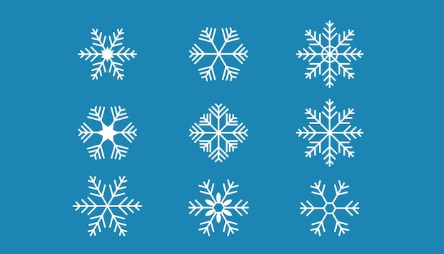 Flocos de nieve Vectores con trazos editables Navidad Fiestas Celebración Elementos decorativos para