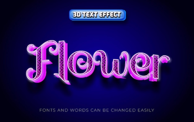 Flor 3d estilo de efecto de texto editable