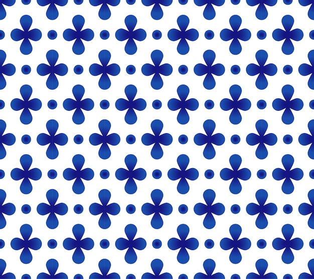 Flor abstracta azul y blanco patrón de azulejos, diseño inconsútil de porcelana
