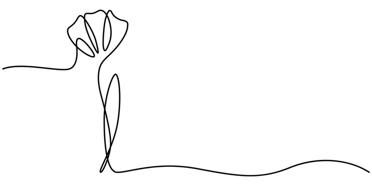 Vector flor abstracta en estilo de dibujo de arte de línea continua flor de primavera aislada en fondo blanco