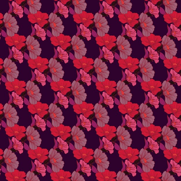 Flor abstracta línea de patrones sin fisuras Delicado floral vintage contorno interminable fondo Estilo retro