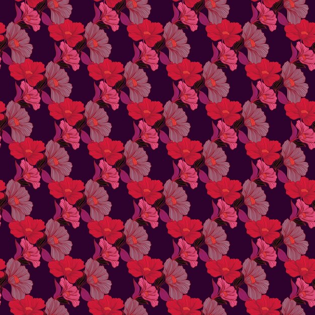 Flor abstracta línea de patrones sin fisuras delicado floral vintage contorno interminable fondo estilo retro