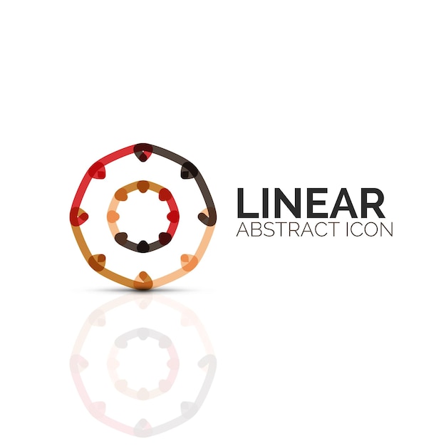Flor abstracta o estrella icono lineal minimalista línea delgada símbolo plano geométrico para el diseño de iconos de negocios botón abstracto o emblema ilustración vectorial aislada en blanco creada con segmentos de color