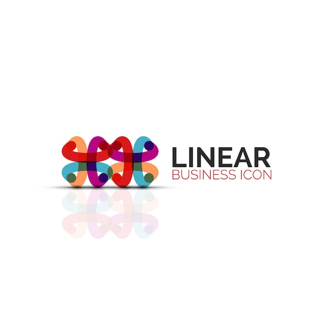 Flor abstracta o estrella icono lineal minimalista línea delgada símbolo plano geométrico para el diseño de iconos de negocios botón abstracto o emblema ilustración vectorial aislada en blanco creada con segmentos de color