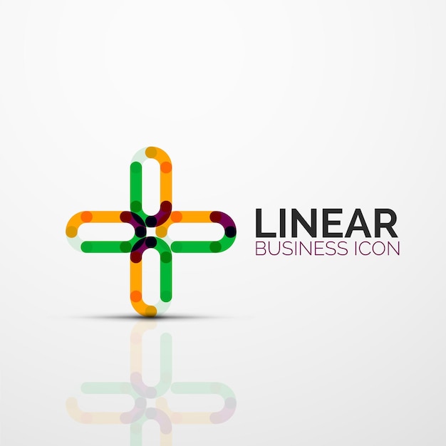 Flor abstracta o estrella icono lineal minimalista línea delgada símbolo plano geométrico para el diseño de iconos de negocios botón abstracto o emblema ilustración vectorial aislada en blanco creada con segmentos de color