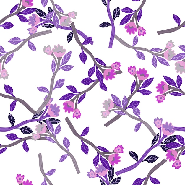 Flor abstracta de patrones sin fisuras Fondo de pantalla floral creativo Estilo de arte ingenuo