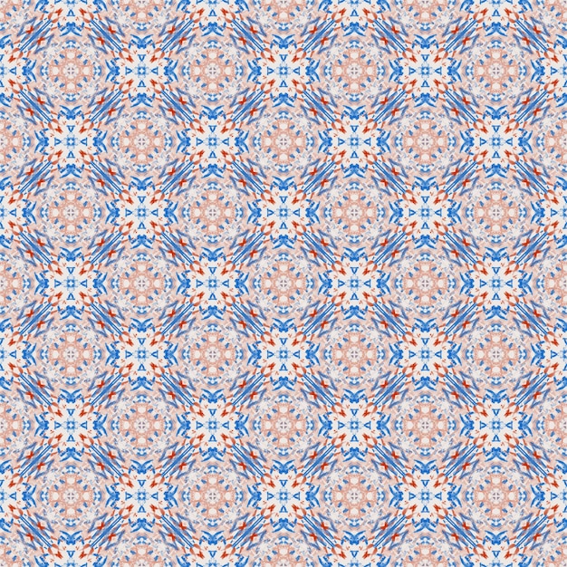 Flor abstracta y tablero azul tela sin costuras bakcground y estilo de moda vintage retro étnico