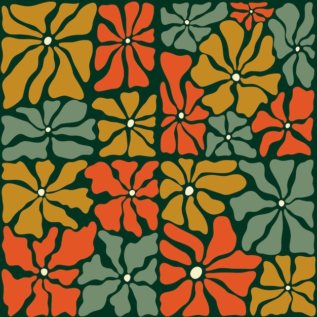 Flor Abstracto patrón sin costura Vector Retro Groovy Patrón