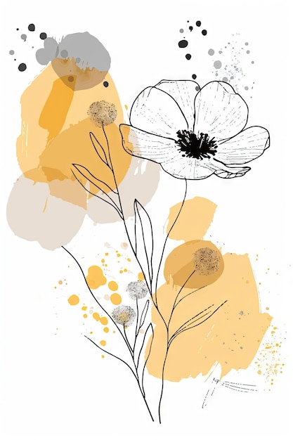 Flor de acuarela abstracta dibujada a mano por vector