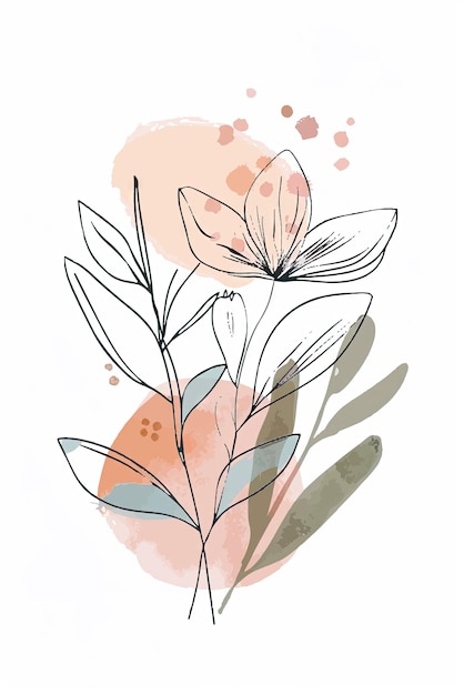 Flor de acuarela abstracta dibujada a mano por vector