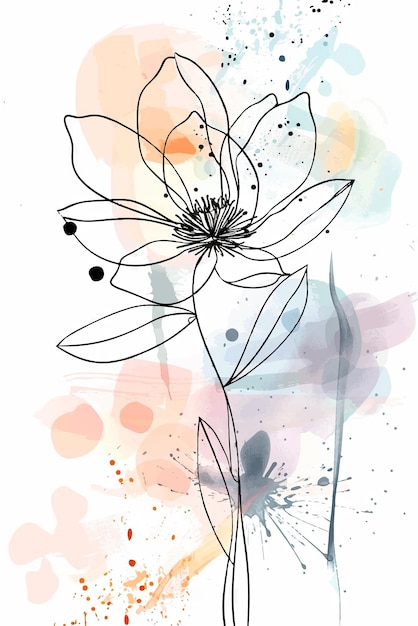 Flor de acuarela abstracta dibujada a mano por vector