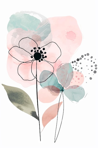 Flor de acuarela abstracta dibujada a mano por vector