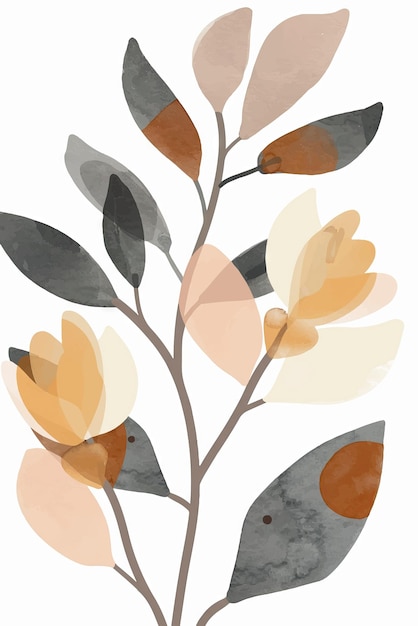 Flor de acuarela abstracta dibujada a mano por vector