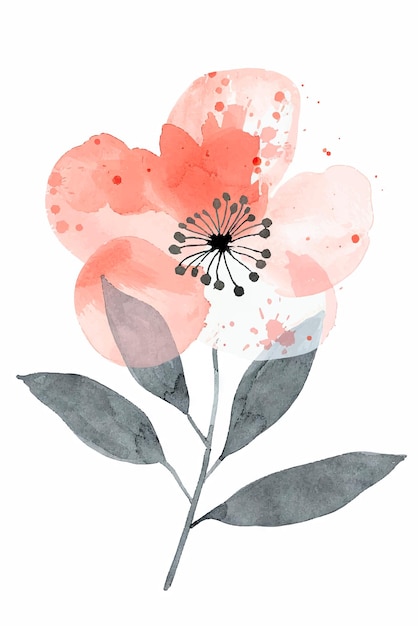 Flor de acuarela abstracta dibujada a mano por vector
