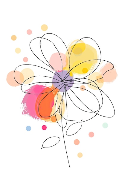 Flor de acuarela abstracta dibujada a mano por vector