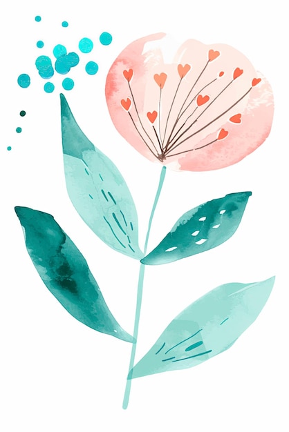 Flor de acuarela abstracta dibujada a mano por vector