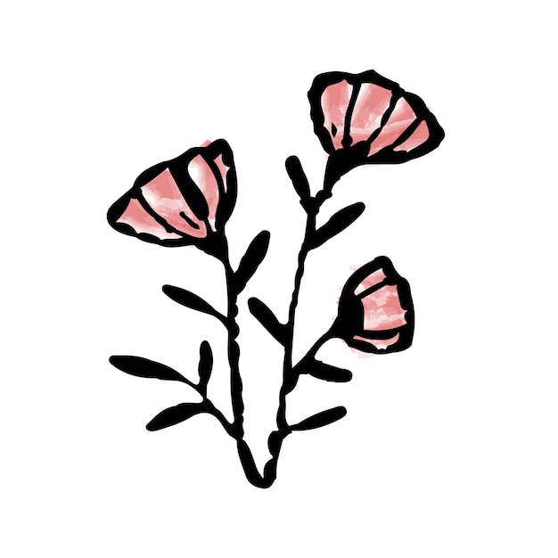 flor de acuarela de garabato dibujado a mano