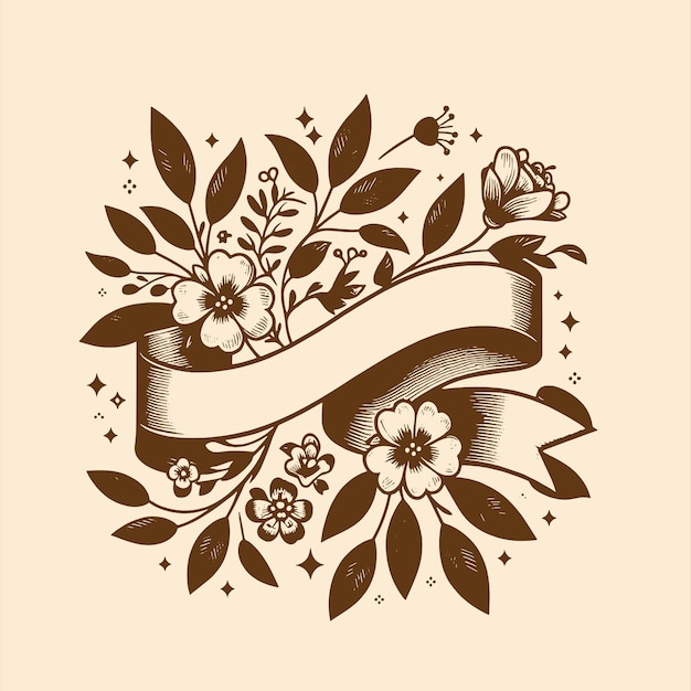 Vector flor de adorno vintage dibujada a mano para bodas o san valentín