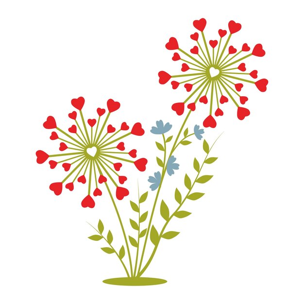 Flor aislada abstracta con corazones para una ilustración de vector de vacaciones