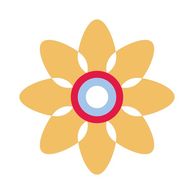 Flor aislada sobre fondo blanco Icono floral colorido Flores en estilo de diseño plano Ilustración vectorial Primavera o verano