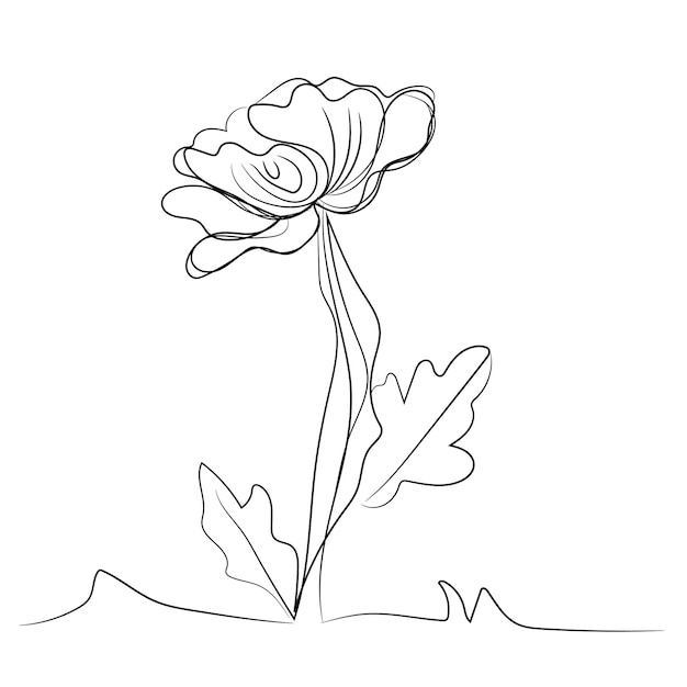 Flor de amapola de una sola línea