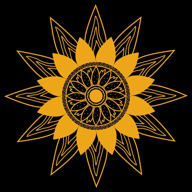 Una flor amarilla con un círculo que dice sol.