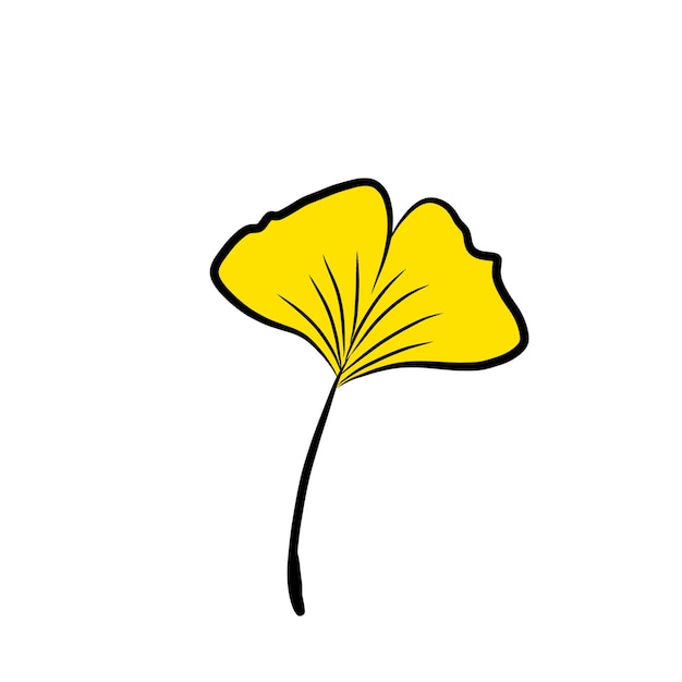 Vector una flor amarilla con una hoja amarilla en ella