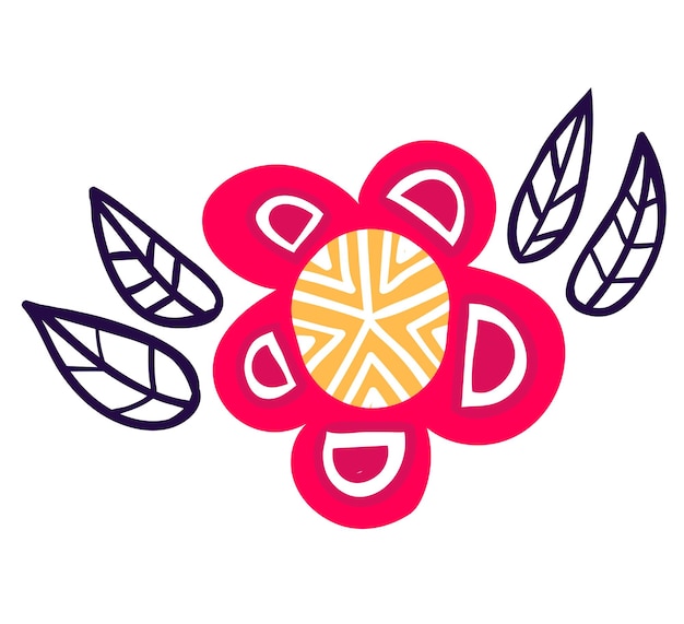 Flor amarilla y roja flor de primavera crecer aislado en blanco ilustración vectorial de dibujos animados dos otoño