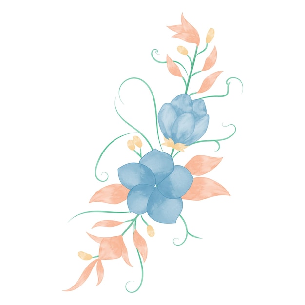 flor azul acuarela dibujada a mano