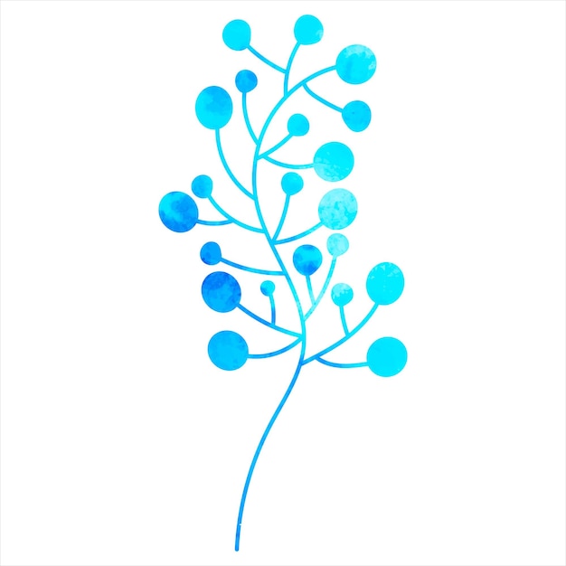 Flor azul acuarela silueta aislada