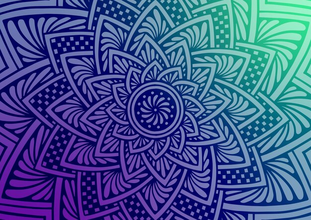Flor azul mandala frío frío fondo geométrico