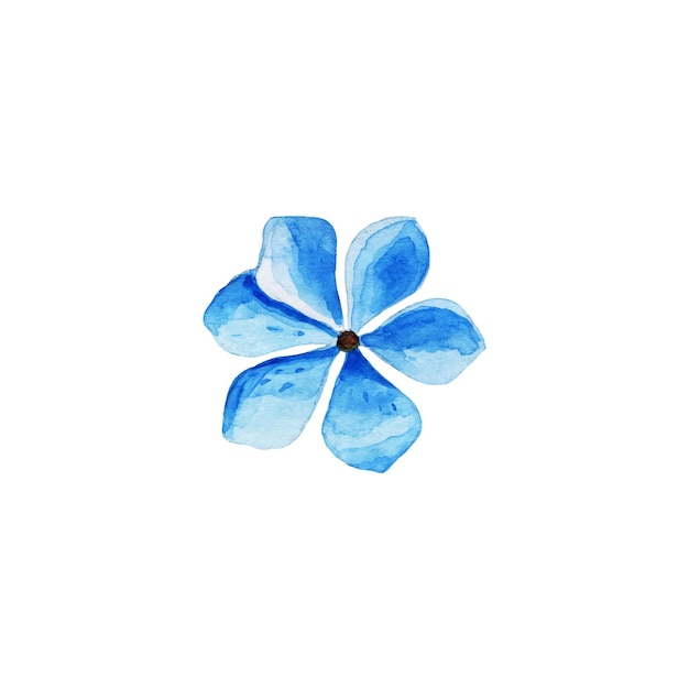 Flor azul vectorial aislada sobre fondo blanco. elemento acuarela