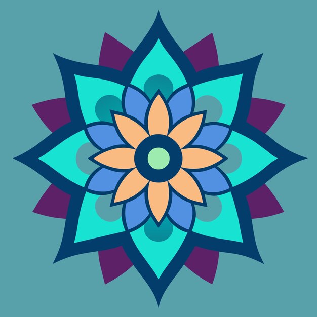 una flor azul y verde con un fondo azul con un símbolo para la letra cita en el centro