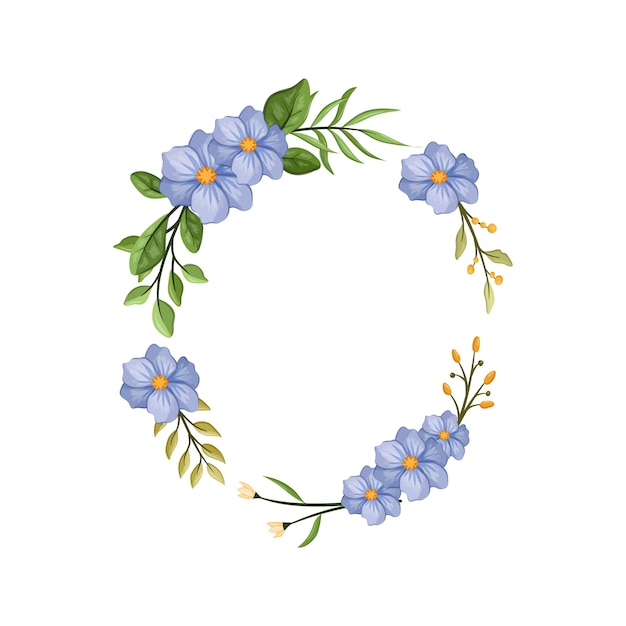 Vector flor blanca azul con línea azul acuarela floral marco cuadrado elementos florales lujosos fondo botánico