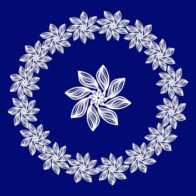 Vector flor blanca y corona sobre un fondo azul