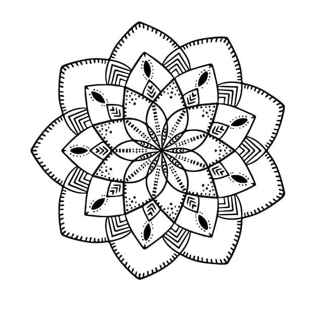 Flor blanca de mandala para diseño de fondo floral ornamental de tatuaje