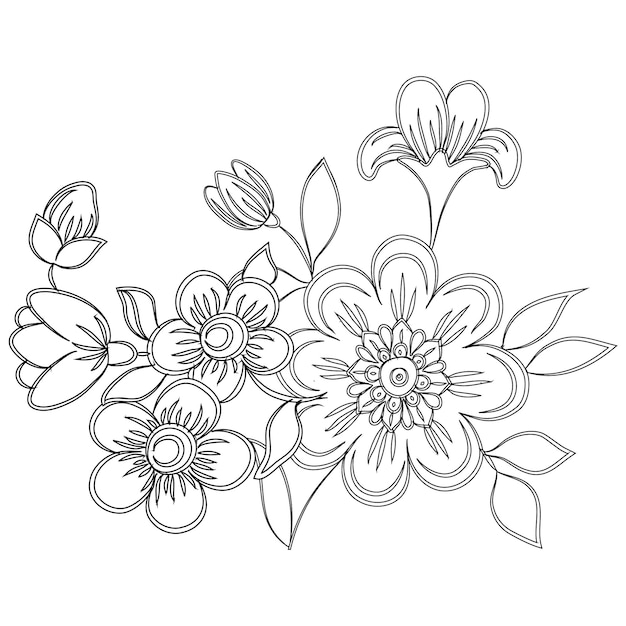 flor blanca y negra para colorear