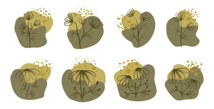 Vector flor boho resumen forma elementos colección 02