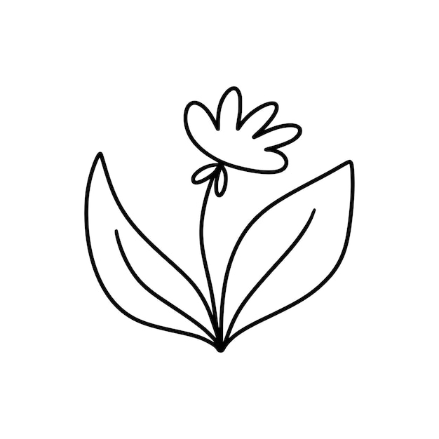 Flor del bosque en estilo garabato Aislado en un fondo blanco Ilustración vectorial