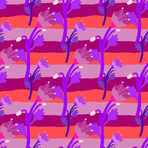 Flor botánica vintage de patrones sin fisuras Arte ingenuo Fondo de pantalla floral extraño