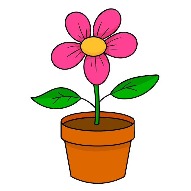 Flor brillante de dibujos animados aislada sobre fondo blanco.