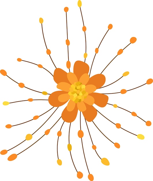 Vector flor de broche brillante hecha de ámbar naranja y amarillo ilustración vectorial aislada en estilo plano de