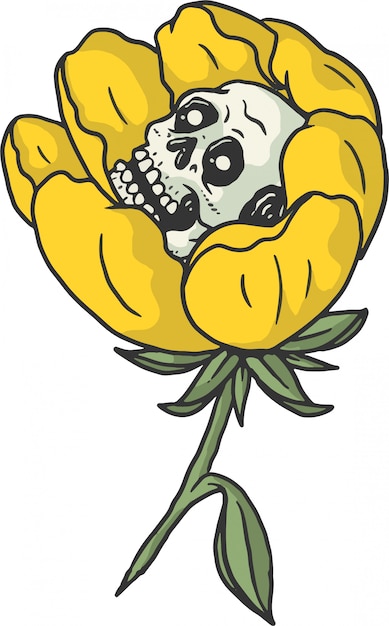 Vector flor y calavera