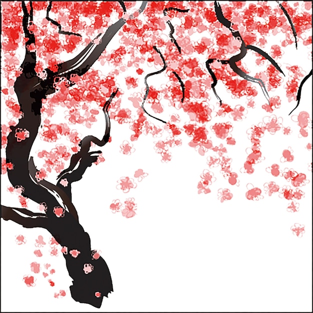 Vector la flor del cerezo japonés acuarela