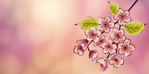La flor de cerezo japonesa, la rama de la flor de sakura en un fondo de primavera