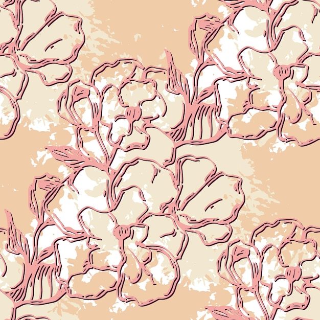 La flor de cerezo japonesa sakura patrón sin costuras tela de lino papel tapiz de fondo flores de cerezo impresión textil árbol de primavera flor de tela rosadas flores simples