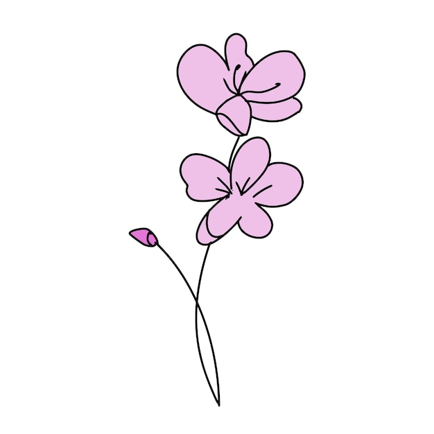 Flor de cerezo rosa elemento de escritura a mano ilustración decorativa romántica arte vectorial