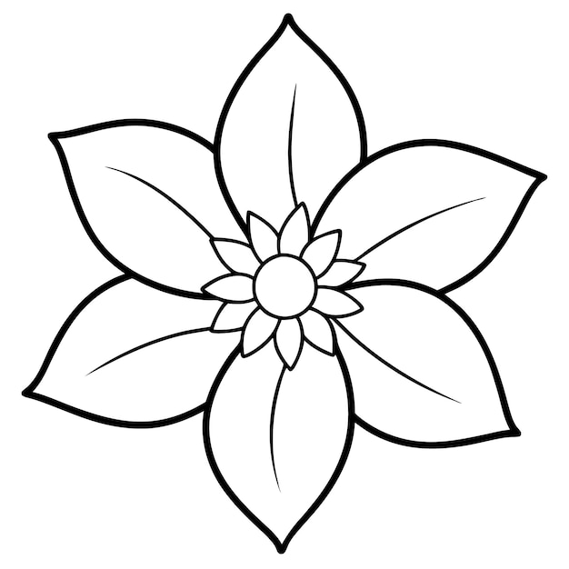 Flor de cinco pétalos con un simple arte vectorial en el centro