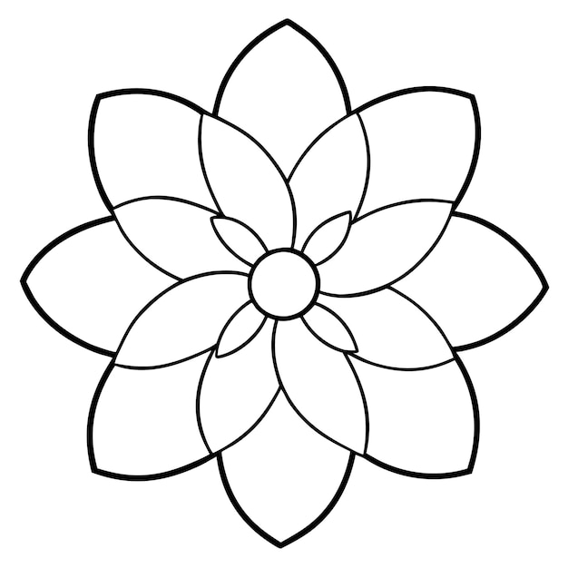 Flor de cinco pétalos con un simple arte vectorial en el centro