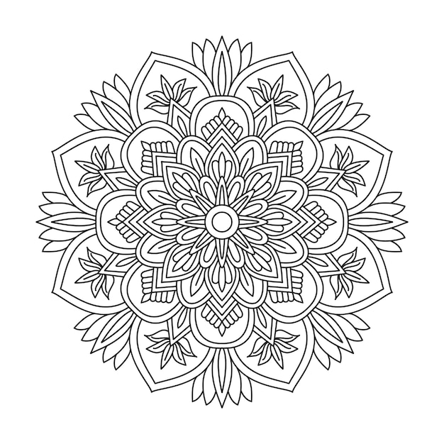 Flor circular de mandala con diseño de patrón de ornamento floral